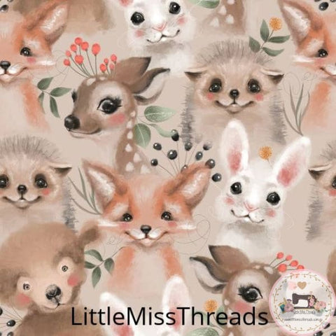 PRE ORDER - Cute Forest Animals Painted - Fabric - Fabric from [store] by Little Miss Threads - 