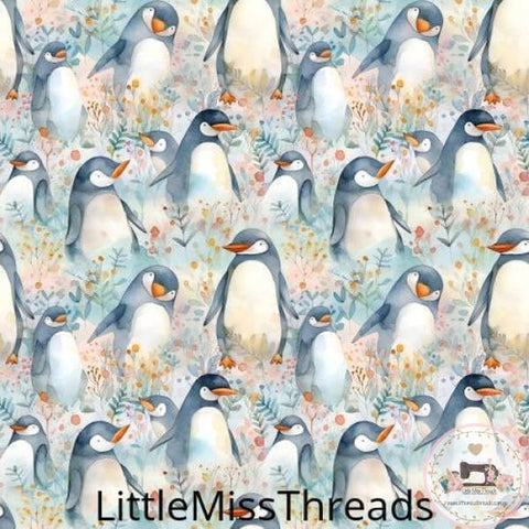 PRE ORDER - Cute Watercolour Penguins - Fabric - Fabric from [store] by Little Miss Threads - 