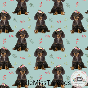 PRE ORDER - Daschund Black Pups - Fabric - Fabric from [store] by Little Miss Threads - 