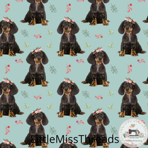 PRE ORDER - Daschund Black Pups - Fabric - Fabric from [store] by Little Miss Threads - 
