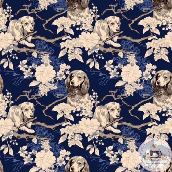 PRE ORDER - Dachshunds Vintage Floral - Fabric Fabric