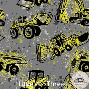 PRE ORDER - Diggers Grey - Fabric - Fabric from [store] by Little Miss Threads - 