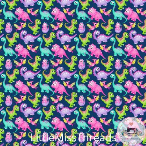 PRE ORDER - Dinosaur Babies Navy - Fabric - Fabric from [store] by Little Miss Threads - 
