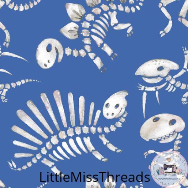 PRE ORDER - Dinosaur Bones Blue - Fabric - Fabric from [store] by Little Miss Threads - 