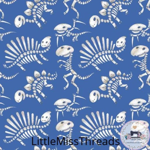 PRE ORDER - Dinosaur Bones Blue Small - Fabric - Fabric from [store] by Little Miss Threads - 