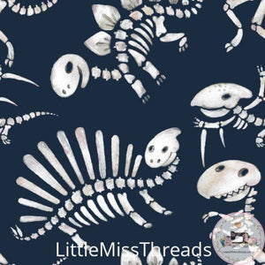 PRE ORDER - Dinosaur Bones Dark Blue - Fabric - Fabric from [store] by Little Miss Threads - 