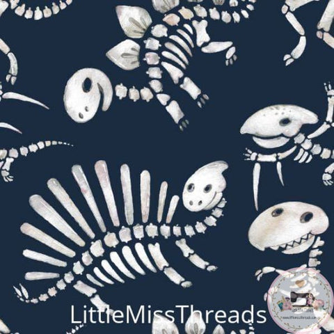 PRE ORDER - Dinosaur Bones Dark Blue - Fabric - Fabric from [store] by Little Miss Threads - 