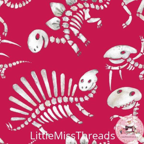 PRE ORDER - Dinosaur Bones Red - Fabric - Fabric from [store] by Little Miss Threads - 