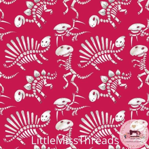 PRE ORDER - Dinosaur Bones Red Small - Fabric - Fabric from [store] by Little Miss Threads - 