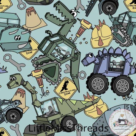 PRE ORDER - Dinosaur Construction - Fabric - Fabric from [store] by Little Miss Threads - 
