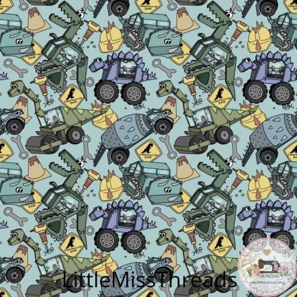 PRE ORDER - Dinosaur Construction Small - Fabric - Fabric from [store] by Little Miss Threads - 