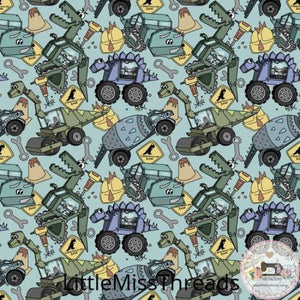 PRE ORDER - Dinosaur Construction Small - Fabric - Fabric from [store] by Little Miss Threads - 