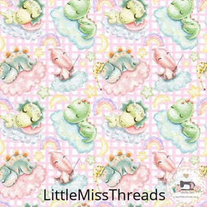 PRE ORDER - Dinosaur Kids Pink Check Small - Fabric - Fabric from [store] by Little Miss Threads - 