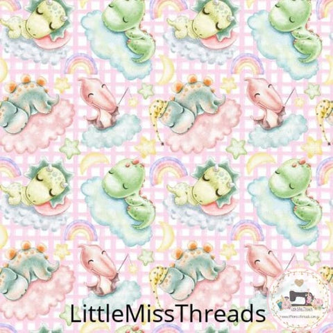 PRE ORDER - Dinosaur Kids Pink Check Small - Fabric - Fabric from [store] by Little Miss Threads - 
