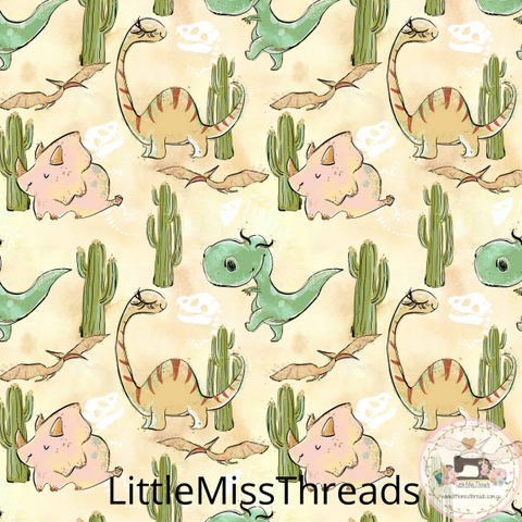 PRE ORDER - Dinosaur Land Yellow - Fabric - Fabric from [store] by Little Miss Threads - 