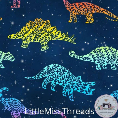 PRE ORDER - Dinosaur Rainbow Navy - Fabric - Fabric from [store] by Little Miss Threads - 