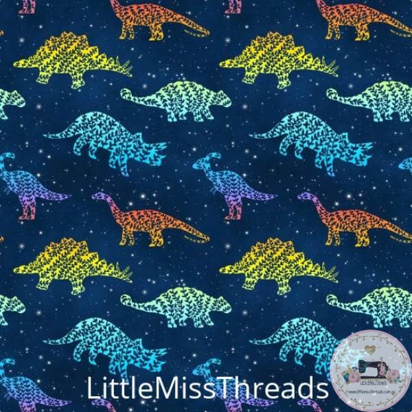 PRE ORDER - Dinosaur Rainbow Navy Small - Fabric - Fabric from [store] by Little Miss Threads - 