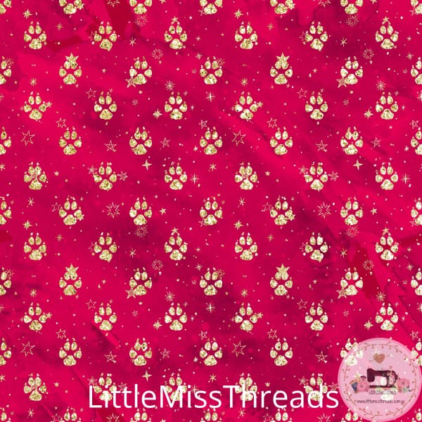PRE ORDER - Doggy Christmas Paws Red - Fabric - Fabric from [store] by Mini Mooches - 