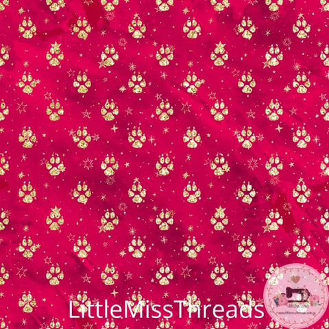 PRE ORDER - Doggy Christmas Paws Red - Fabric - Fabric from [store] by Mini Mooches - 