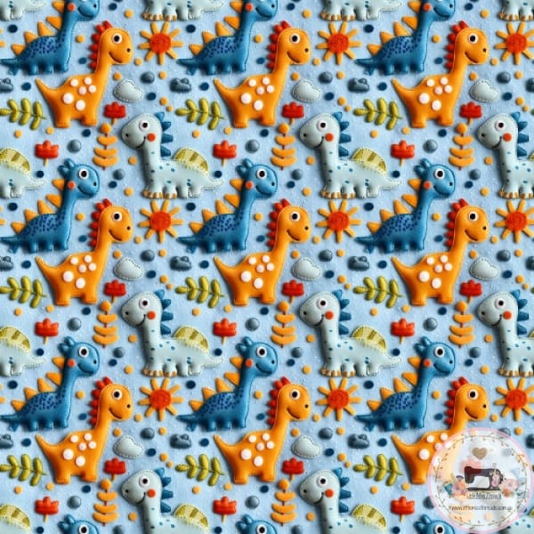 PRE ORDER - Faux 3D Happy Dino - Fabric Fabric