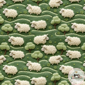PRE ORDER - Faux 3D Woolly Sheep - Fabric Fabric