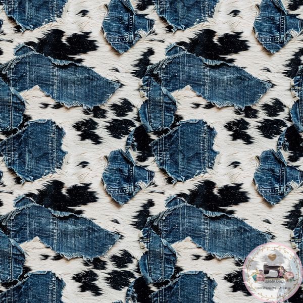 PRE ORDER - Faux Denim Cow - Fabric Fabric