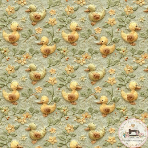 PRE ORDER - Faux Embroidered Ducks - Fabric Fabric