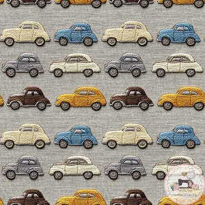PRE ORDER - Faux Embroidery Vintage Cars - Fabric Fabric