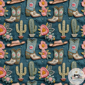 PRE ORDER - Faux Embroidery Western - Fabric Fabric