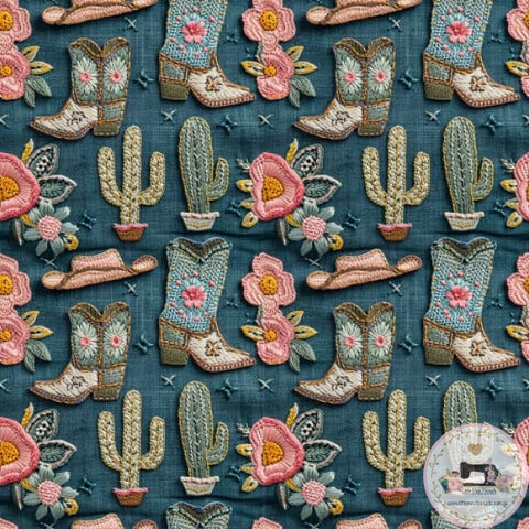 PRE ORDER - Faux Embroidery Western - Fabric Fabric