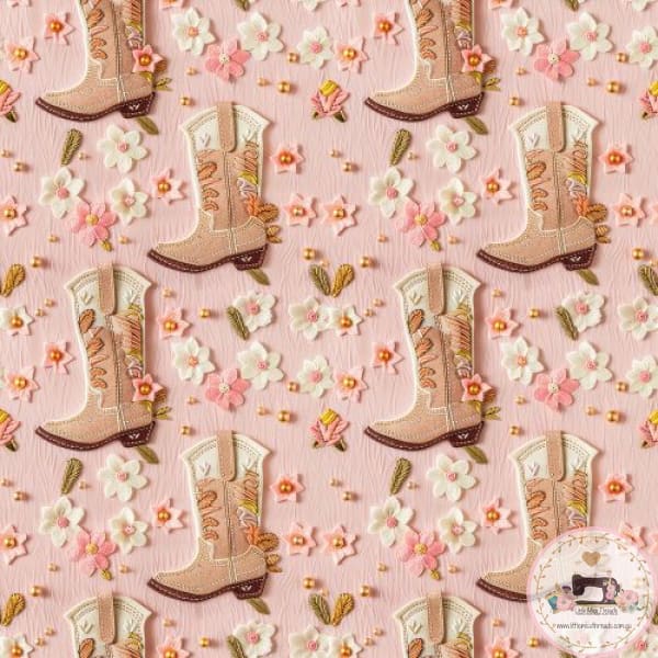 PRE ORDER Faux Pink Cowgirl Boots Fabric Fabric