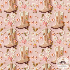 PRE ORDER Faux Pink Cowgirl Boots Fabric Fabric