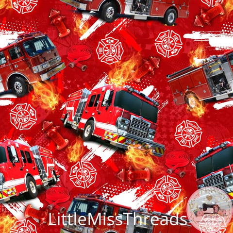 PRE ORDER - Fire Trucks - Fabric - Fabric from [store] by Little Miss Threads - 