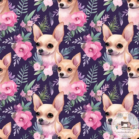 PRE ORDER - Floral Chihuahua Purple - Fabric Fabric