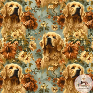 PRE ORDER - Floral Golden Retriever - Fabric Fabric