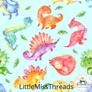 PRE ORDER - Friendly Dinosaurs Blue - Fabric - Fabric from [store] by Little Miss Threads - 
