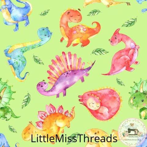 PRE ORDER - Friendly Dinosaurs Green - Fabric - Fabric from [store] by Little Miss Threads - 