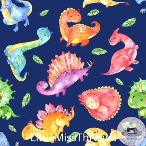 PRE ORDER - Friendly Dinosaurs Navy - Fabric - Fabric from [store] by Little Miss Threads - 