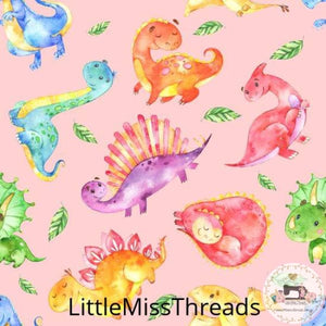 PRE ORDER - Friendly Dinosaurs Pink - Fabric - Fabric from [store] by Little Miss Threads - 