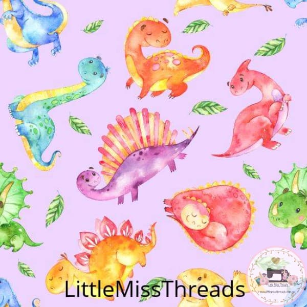 PRE ORDER - Friendly Dinosaurs Purple - Fabric - Fabric from [store] by Little Miss Threads - 