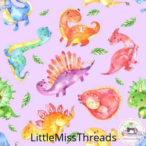 PRE ORDER - Friendly Dinosaurs Purple - Fabric - Fabric from [store] by Little Miss Threads - 