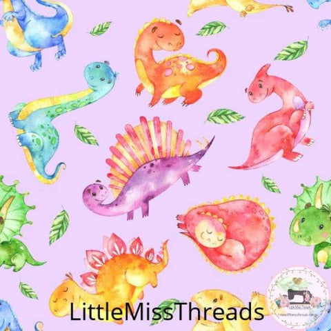 PRE ORDER - Friendly Dinosaurs Purple - Fabric - Fabric from [store] by Little Miss Threads - 