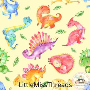 PRE ORDER - Friendly Dinosaurs Yellow - Fabric - Fabric from [store] by Little Miss Threads - 