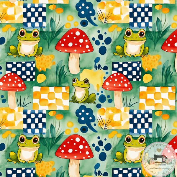 PRE ORDER - Frog and Mushroom Fun - Fabric Fabric