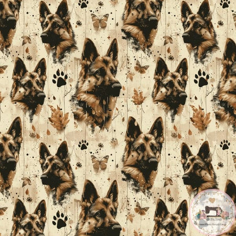 PRE ORDER - German Shepard Vintage Wash and Paws - Fabric Fabric