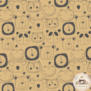 PRE ORDER - Giggle Animal Faces - Fabric Fabric