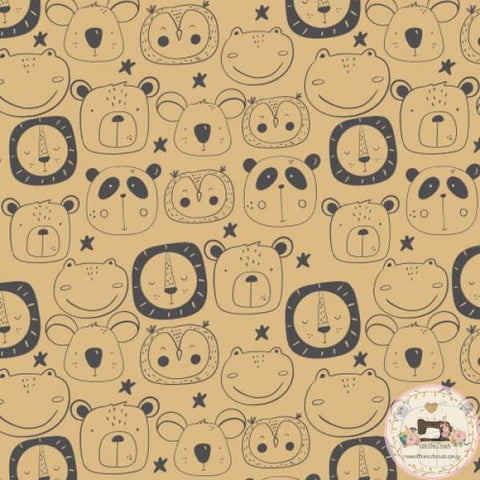 PRE ORDER - Giggle Animal Faces - Fabric Fabric