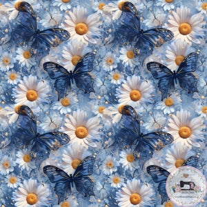 PRE ORDER - Glass Butterflies on Daisies - Large - Fabric Fabric