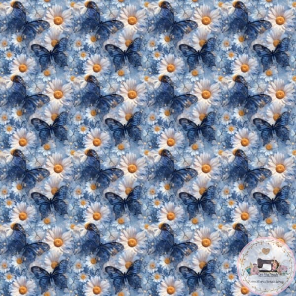 PRE ORDER - Glass Butterflies on Daisies - Small - Fabric Fabric