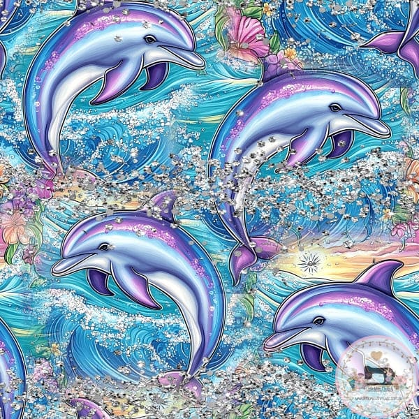 PRE ORDER - Glitter Dolphins - Fabric Fabric